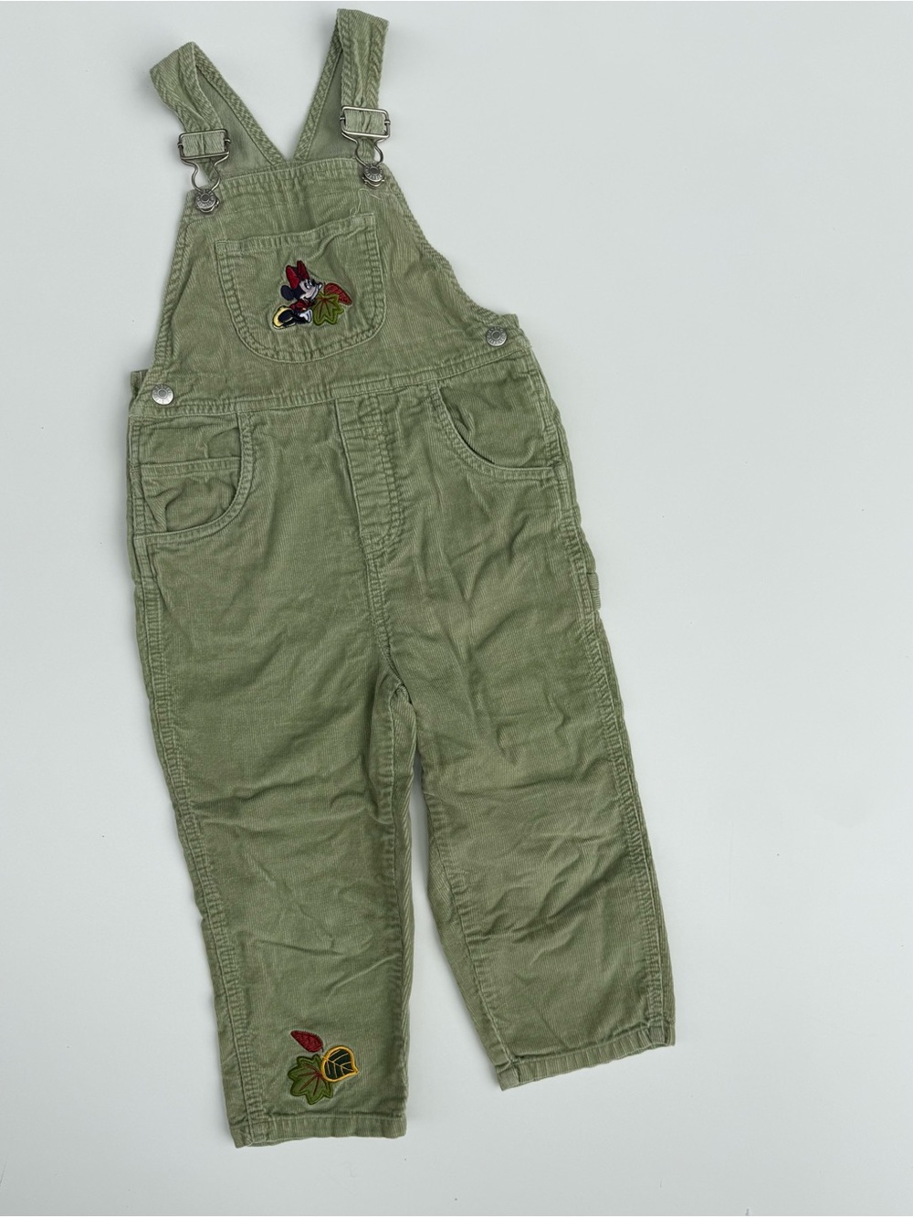 Vintage Green Disney Corduroy Overalls with Embroidery